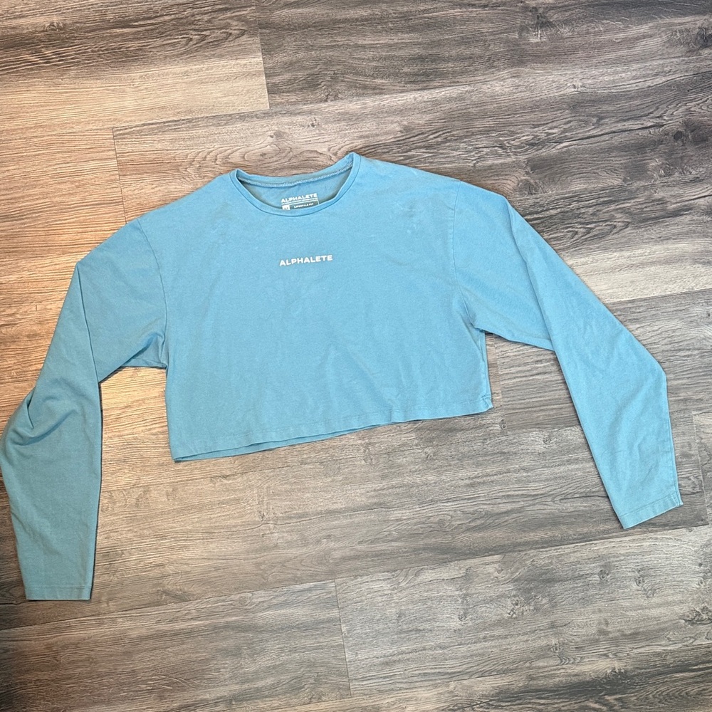 Alphalete Sky Blue Cropped Long Sleeve